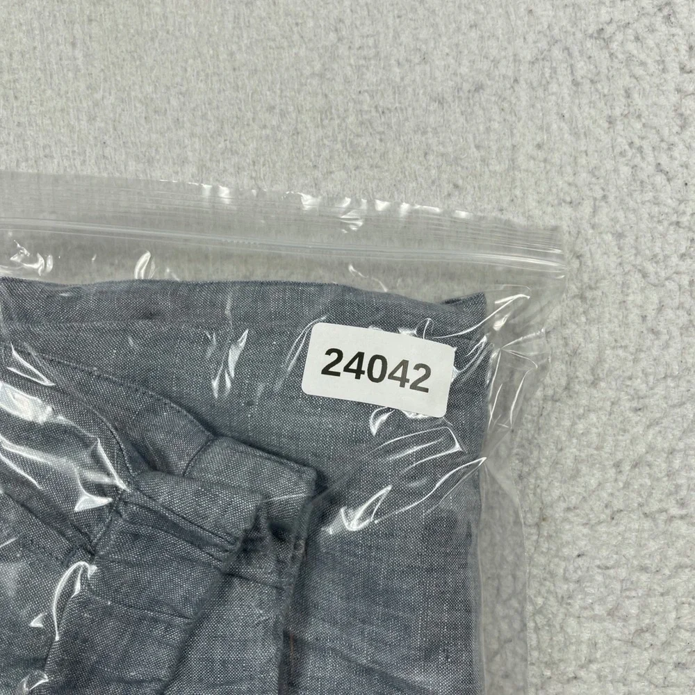 Pure Jill‎ Linen Pants Women Large Petite Chambray Elastic Waist Straight